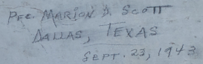 PTE MARION D. SCOTT   SEPT 23 1943