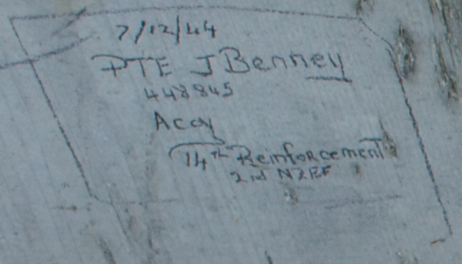 Pte J. Benney 448845 A Coy 14th Reinforcement 2nd NZEF 2nd NZEF 7/12/.44