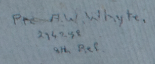 Pte AW Whyte 234281 4th Ref