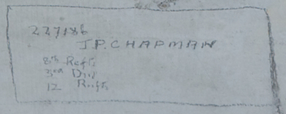 J.P CHAPMAN 227186 8th Refs, 3rd Div, 12 R?gmt