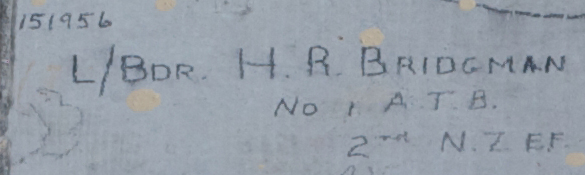L/BDR H.R. BRIDGMAN 151956 No.1 A.T.B 2nd NZEF