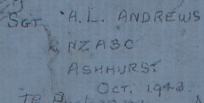 SGT. A.L. ANDREWS 2 NZASC  Oct-42