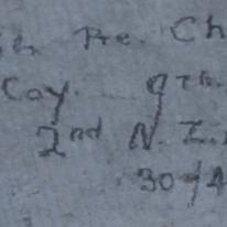 Pte T.B. Church 427254 D. Coy 9th REINF 2nd NZEF 30.4.43