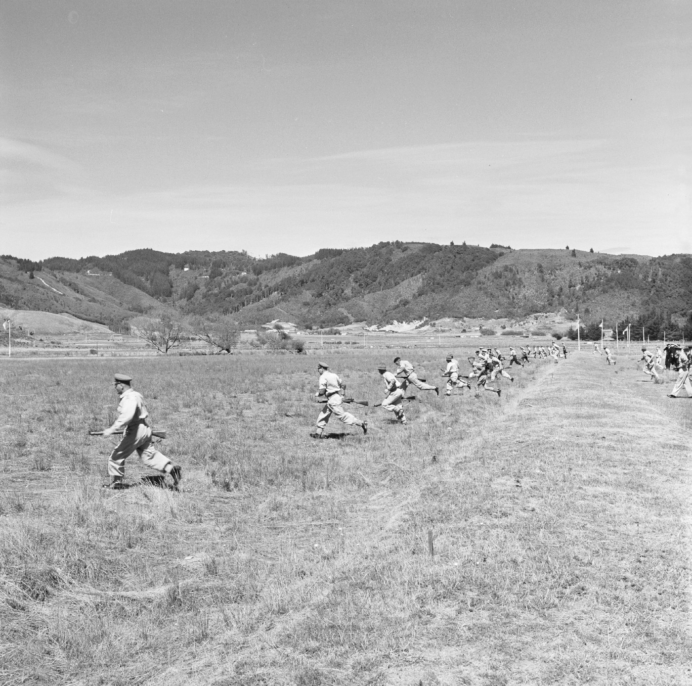 Training charge at Sommerville Range (1956) - Alexander Turnbull Library, EP/1956/0312-F